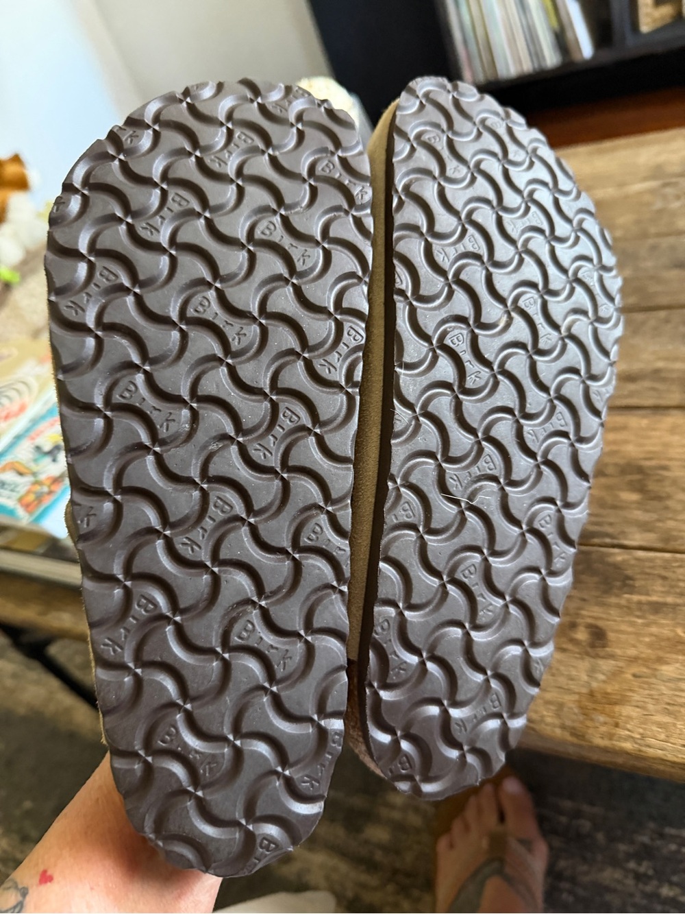 Woman’s Birkenstock Suede Clog Mules in Light Taupe - Picture 4 of 5